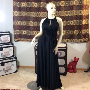 JS Boutique Cutaway Shoulder Beaded Waist Gown